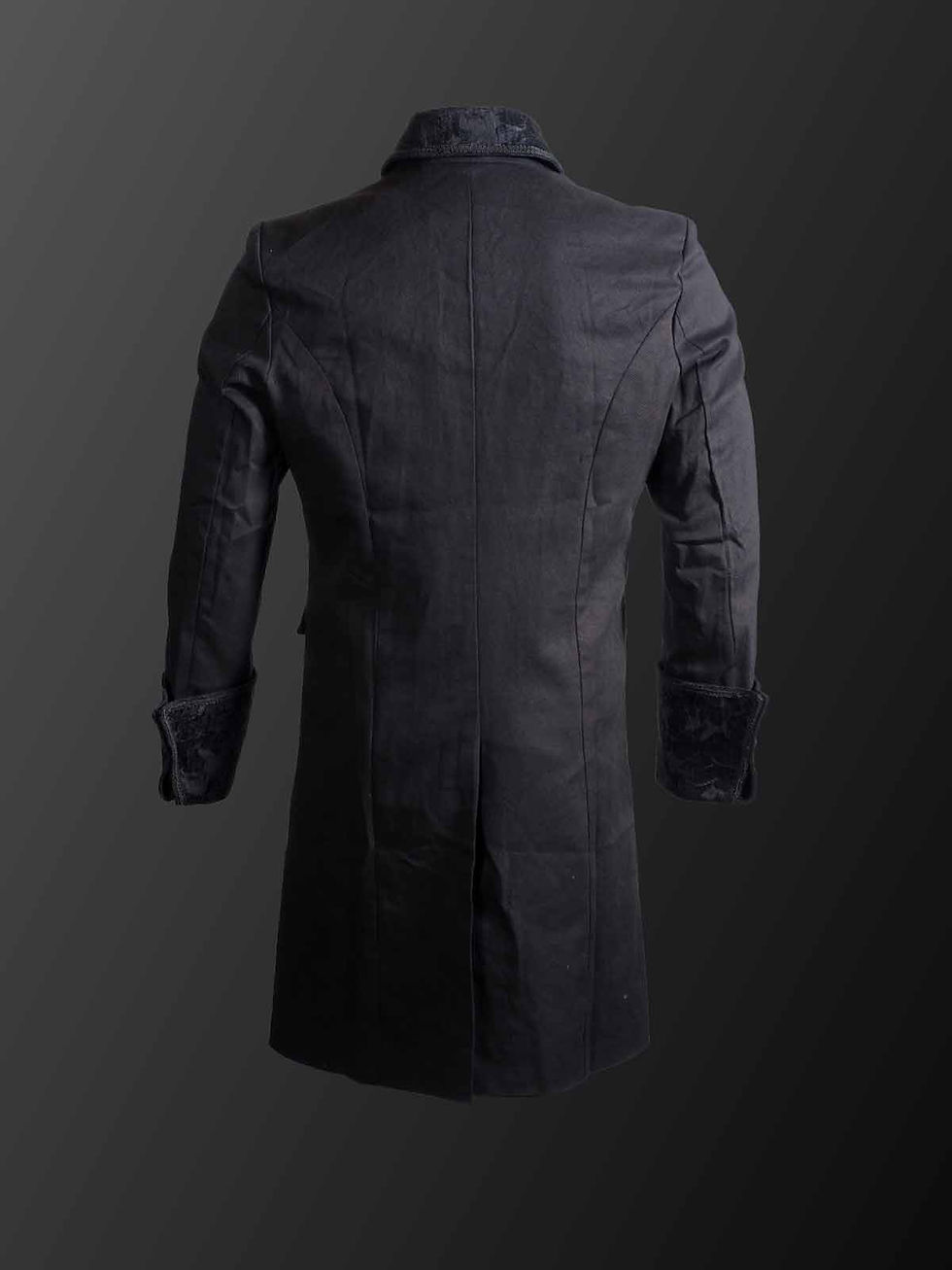 Thumbnail: Black Military Frock Coat With Large Velvet Brocade Lapels