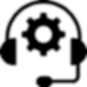 Headphones with settings icon. Customer service, support, and technical assistance.