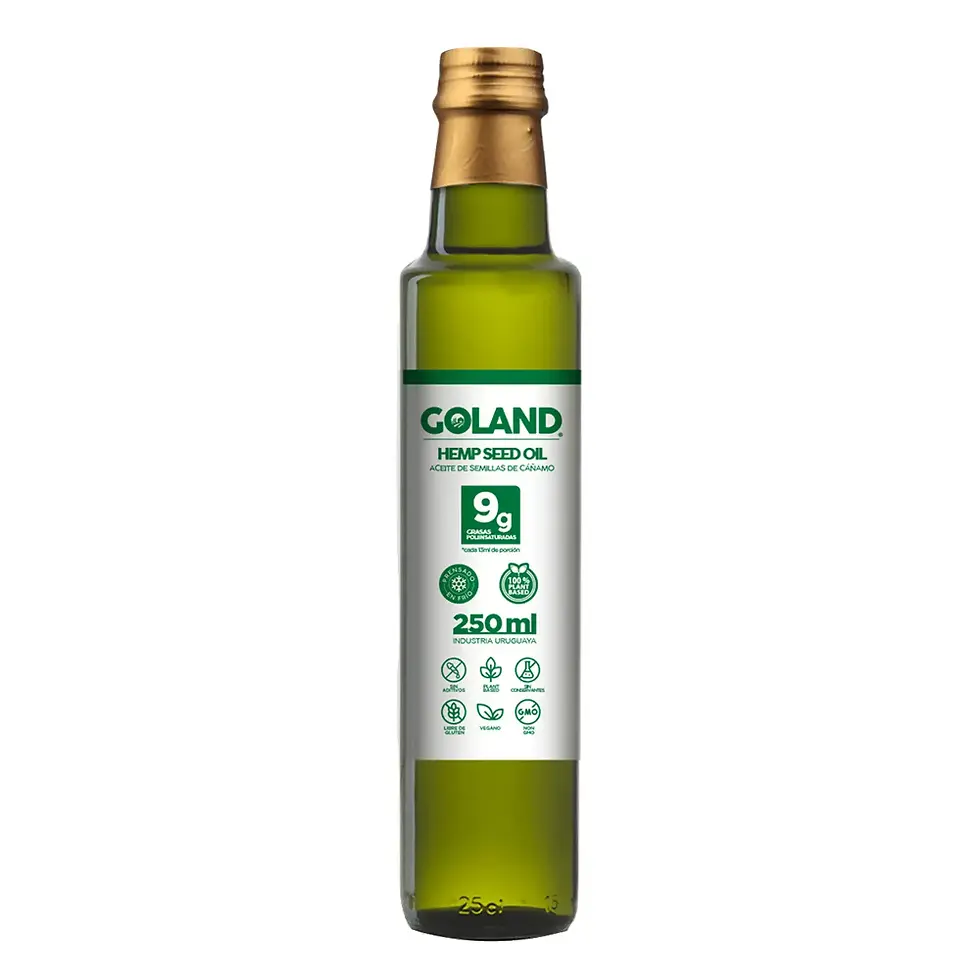 Goland aceite de cañamo cannabis para comidas hemp oil 250 ml  Goland group uruguay  donde comprar al mejor precio alimento