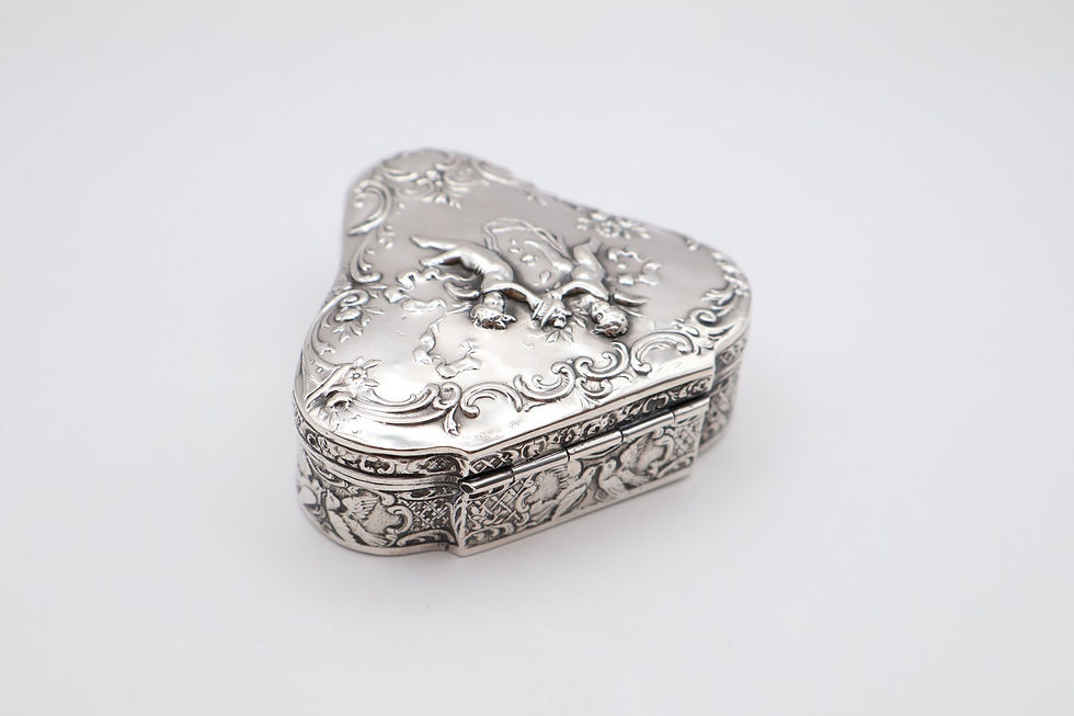 Thumbnail: Lovely Quality Antique Silver Cherub Trinket Jewellery Box Chester 1902