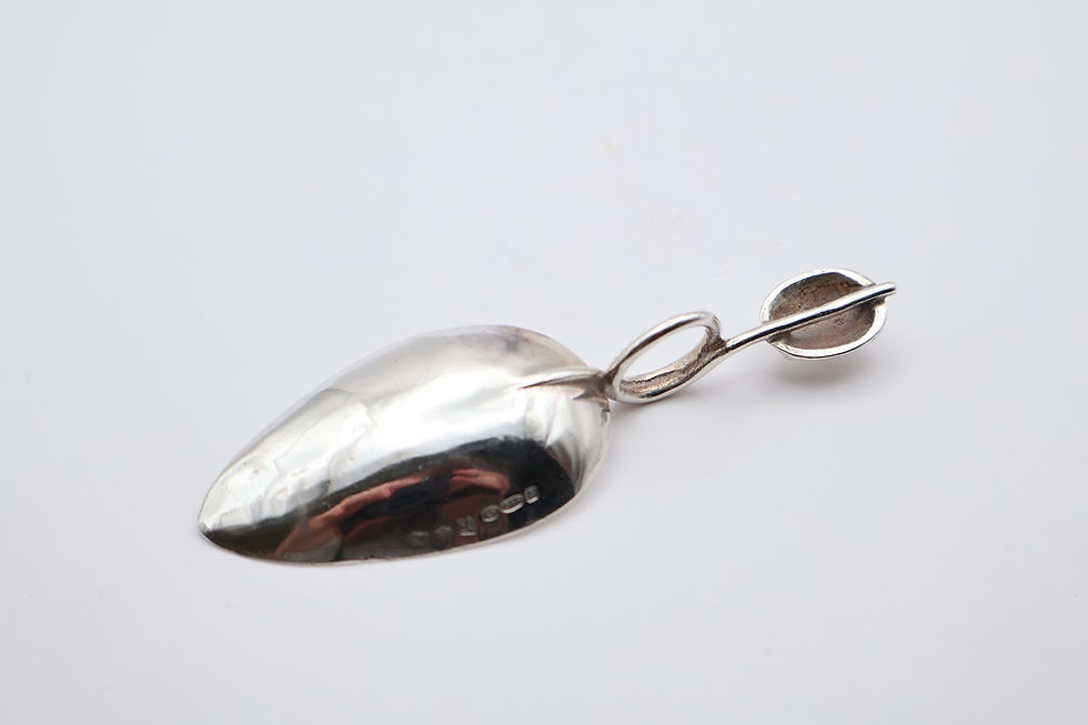 Thumbnail: Antique Silver Leaf Caddy Spoon Hallmarked Import Chester 1909 Berthold Muller