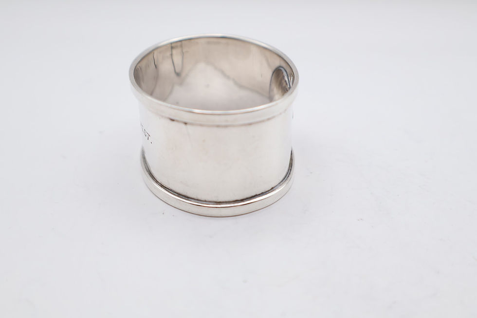 Thumbnail: Antique Sterling Silver Agate Napkin Ring Hallmarked Birmingham 1932