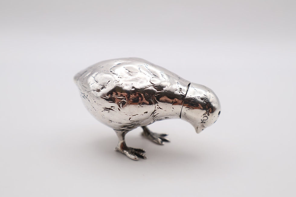 Thumbnail: Antique Continental Silver Novelty Chick Pepper Shaker Circa 1900