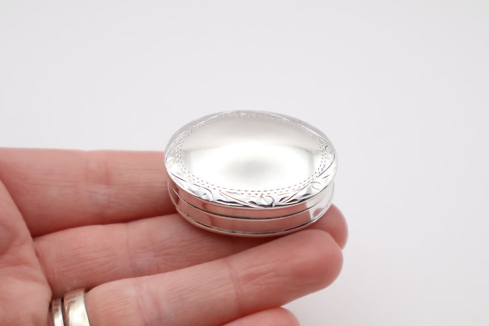 Thumbnail: Vintage Sterling Silver Oval Pill Pot Hallmarked Import Sheffield 1991
