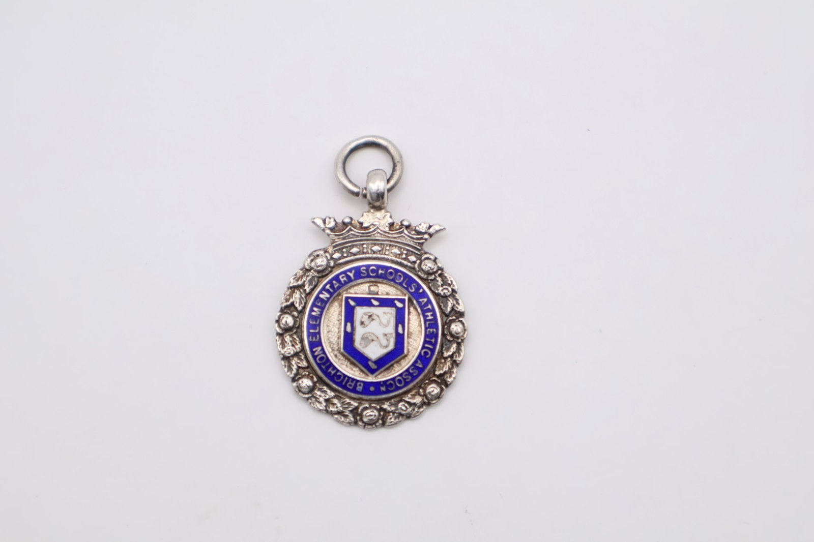 Antique Sterling Silver & Enamel Watch Chain Fob Hallmarked Birmingham 1933