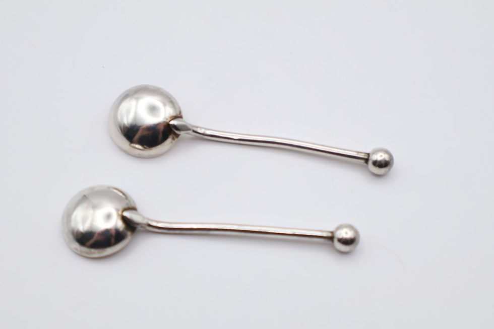 Thumbnail: Antique Victorian Sterling Silver Pair of Salt Spoons Hallmarked Birmingham 1891