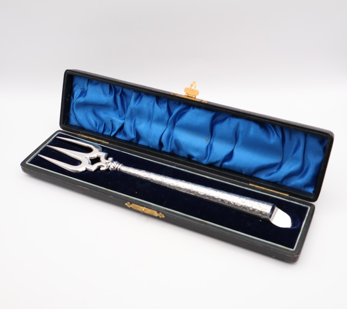 Quality Antique Boxed Sterling Silver Bread Fork Hallmarked Birmingham 1898