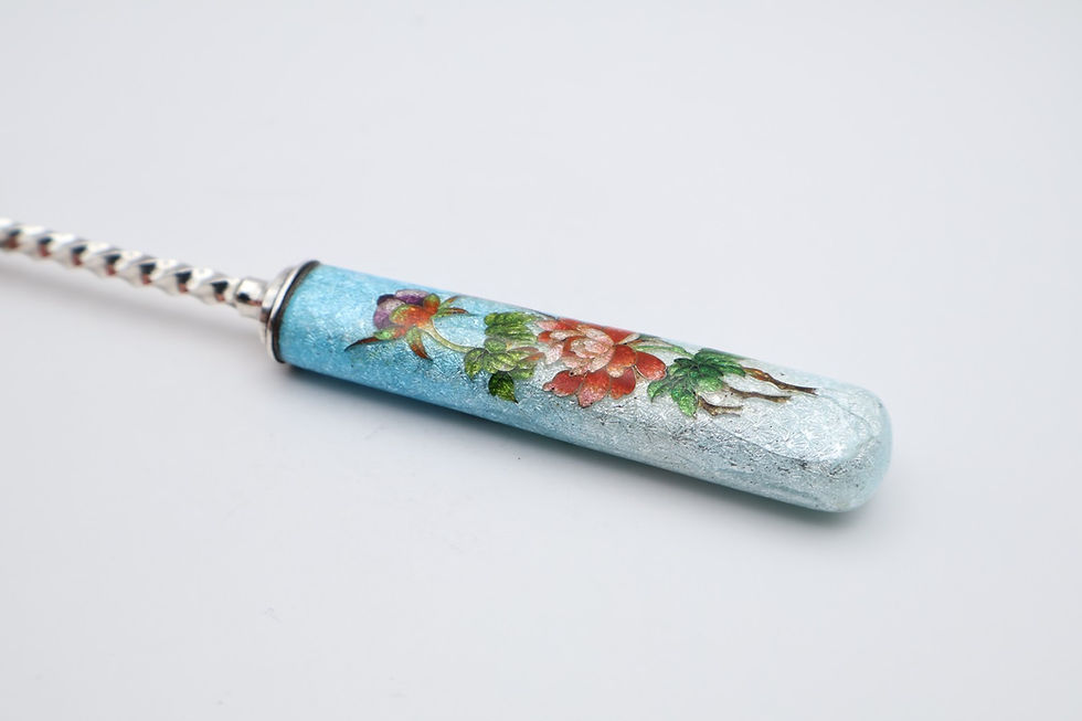 Thumbnail: Beautiful Antique Silver & Enamel Bread Fork Hallmarked London 1908