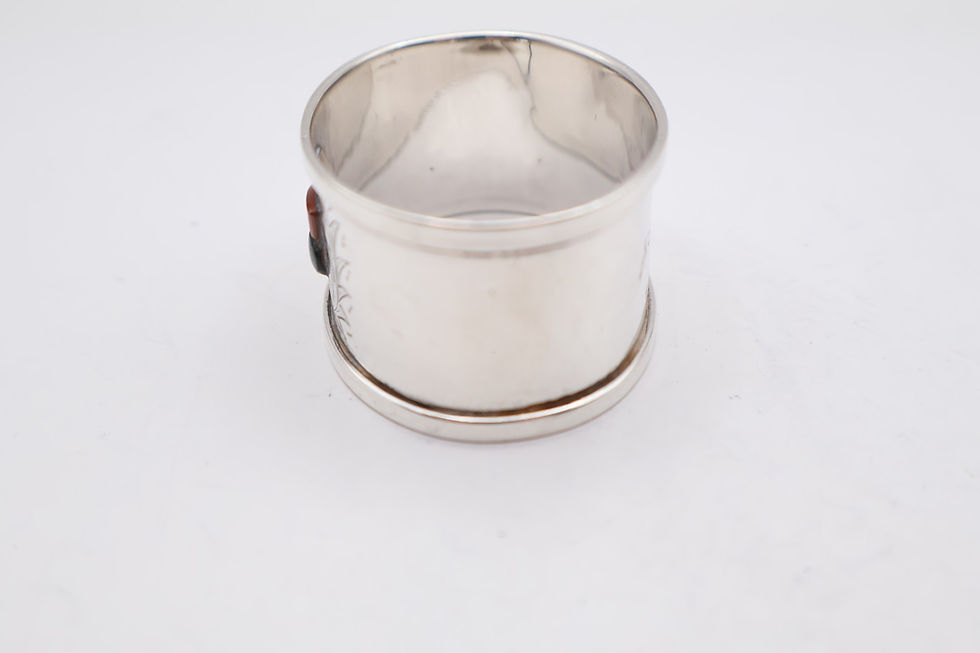 Thumbnail: Antique Sterling Silver Agate Napkin Ring Hallmarked Birmingham 1932