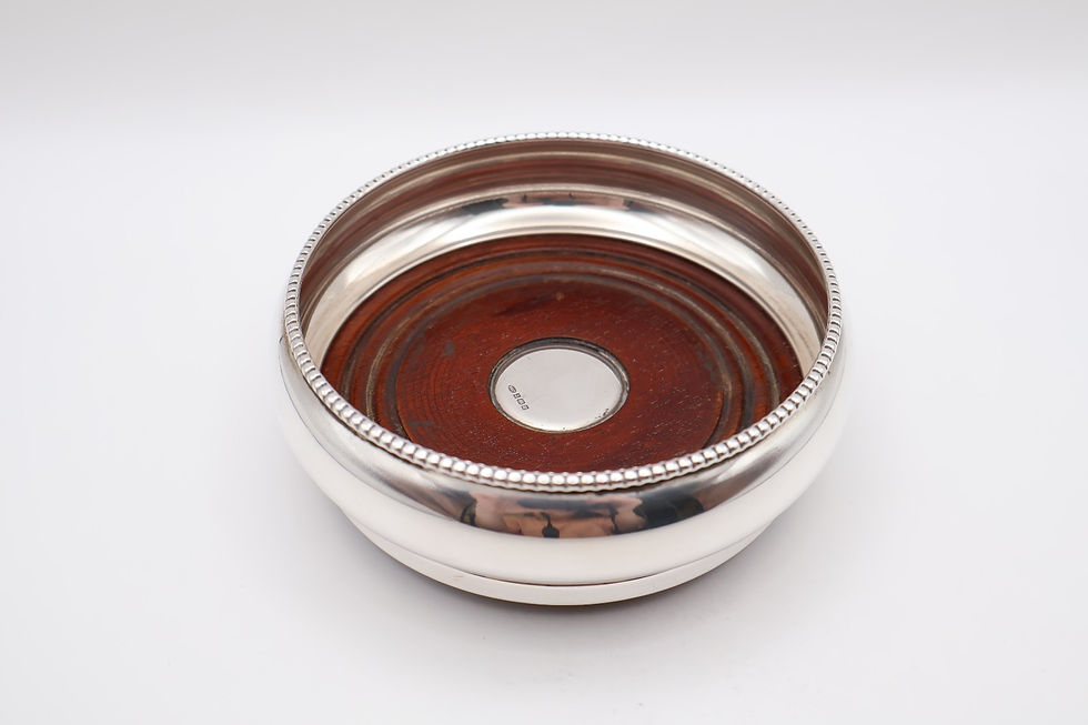 Thumbnail: Vintage Sterling Silver Mounted Wine Drinks Coaster Hallmarked Birmingham 1996