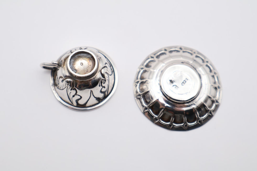 Thumbnail: Delightful Antique Dutch Silver Teacup & Saucer