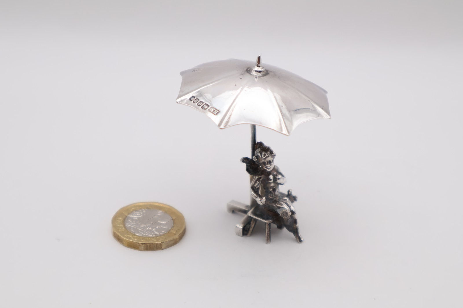 Charming Antique Silver Miniature Figurine London 1900 by Berthold Muller