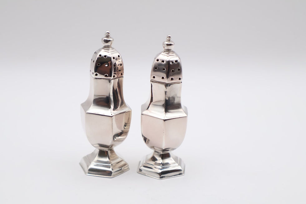 Thumbnail: Antique Sterling Silver Pair of Pepper Pot Pepperettes Hallmarked Chester 1901