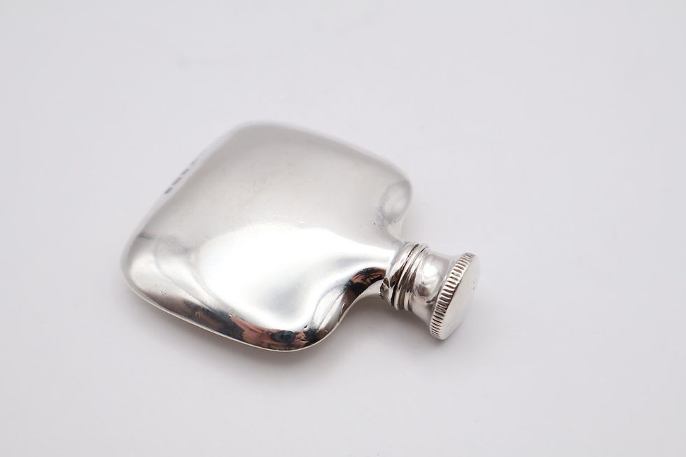 Thumbnail: Delightful Antique Silver Miniature Hip Flask Hallmarked Birmingham 1929