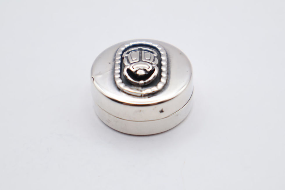 Thumbnail: Quality Vintage Egyptian Silver Scarab Beetle Pill Pot
