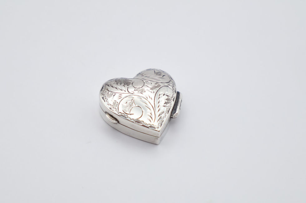 Thumbnail: Vintage Sterling Silver Heart Pill Pot Hallmarked Import London