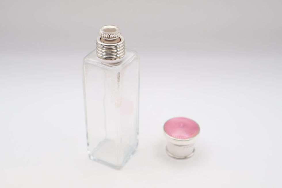 Thumbnail: Antique Silver Pink Guilloche Enamel Scent Bottle Hallmarked Birmingham 1927