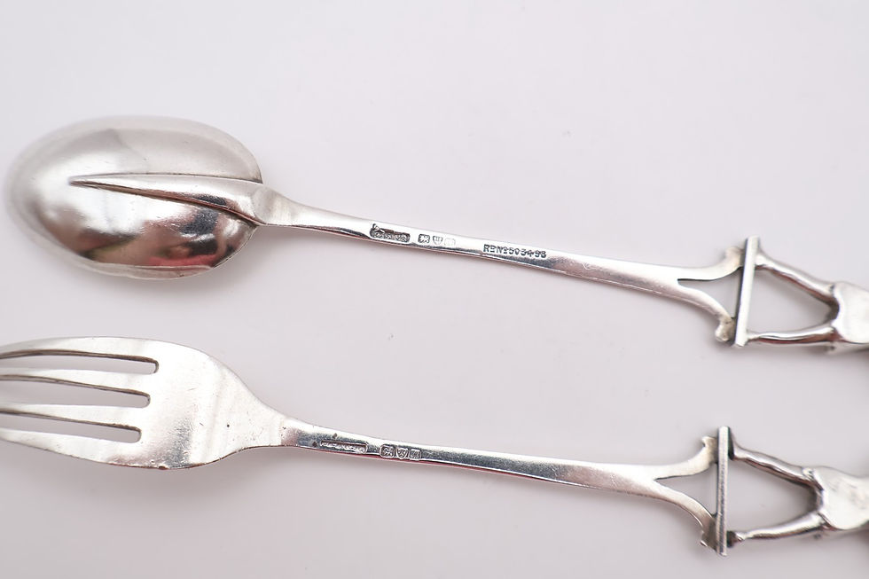 Thumbnail: Antique Boxed Silver Christening Set Fork & Spoon Hallmarked Chester 1912