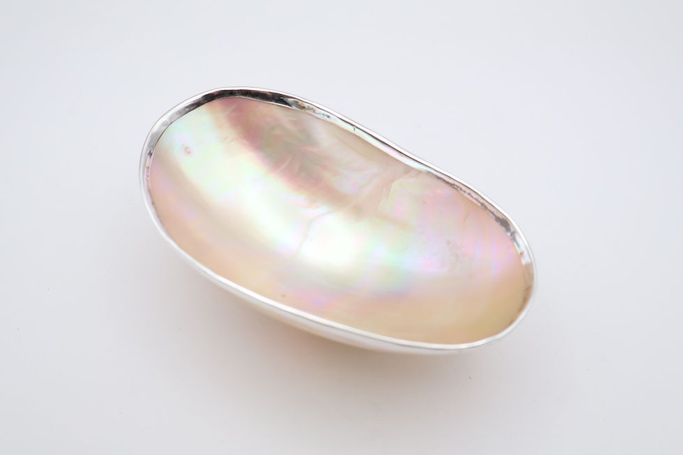 Thumbnail: Antique Silver Mounted Mother of Pearl Caviar Dish