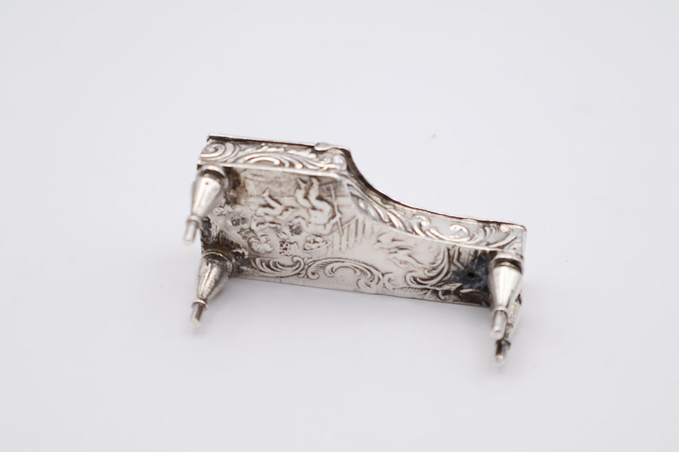 Thumbnail: Delightful Antique Silver Miniature Piano Figurine Hallmarked Sheffield 1919