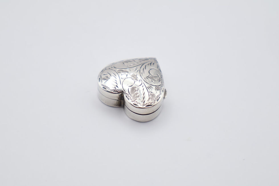 Thumbnail: Vintage Sterling Silver Heart Pill Pot Hallmarked Import London