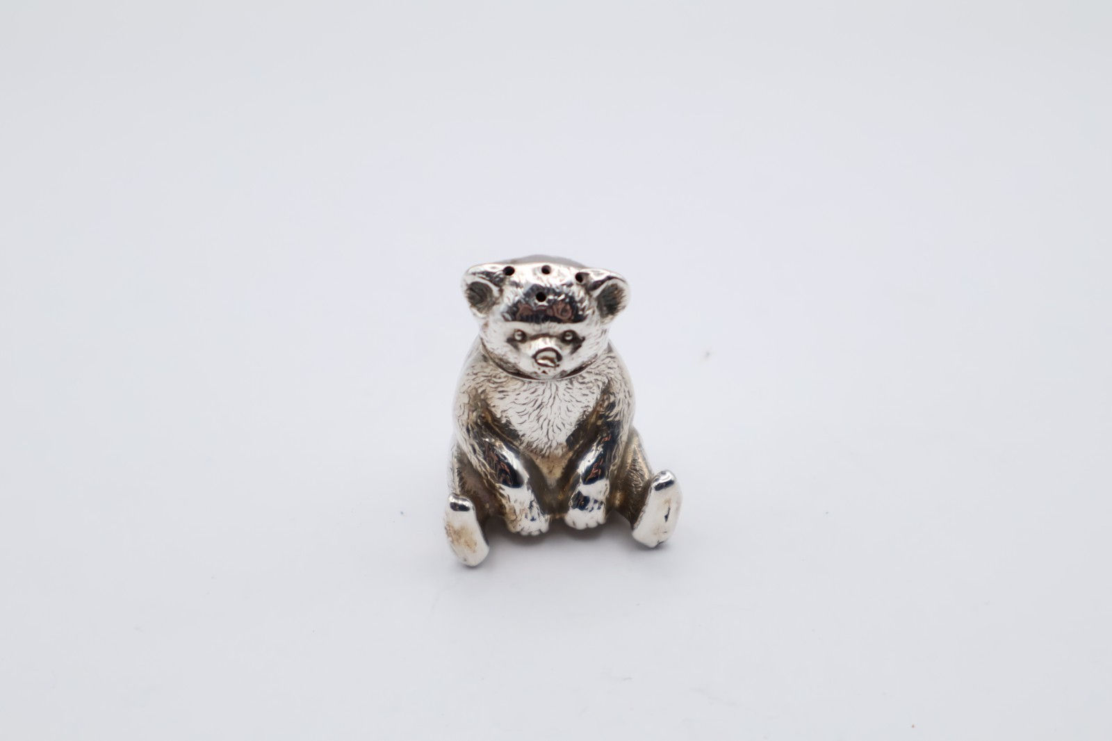 Antique Silver Novelty Teddy Bear Pepper Shaker Hallmarked Birmingham 1914