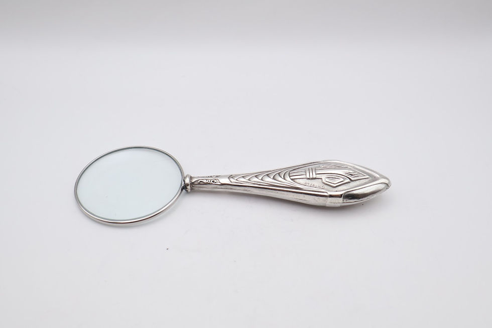 Thumbnail: Delightful Antique Silver Handled Magnifying Glass Stamped Sterling