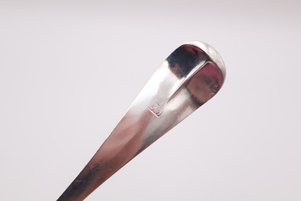 Thumbnail: Antique Georgian Silver Provincial Jersey Serving Spoon George Mauger C.1800
