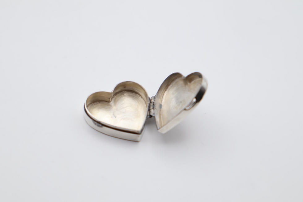 Thumbnail: Vintage Sterling Silver Heart Pill Pot Hallmarked Import London