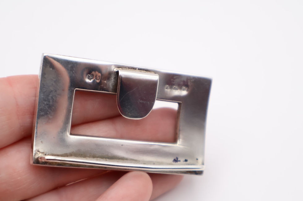 Thumbnail: Antique Sterling Silver Agate Buckle Hallmarked Birmingham 1906