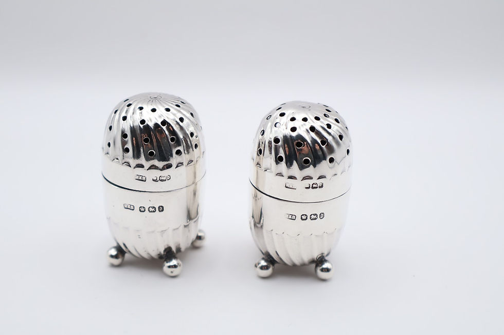 Antique Victorian Sterling Silver Pair of Pepper Pots Hallmarked Sheffield 1896