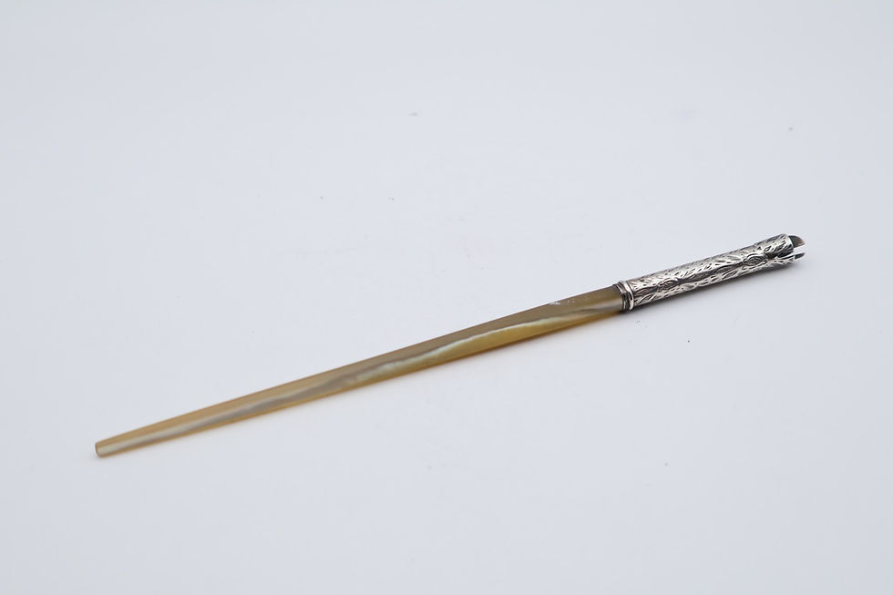 Thumbnail: Antique Victorian Silver & Mother of Pearl Dip Pen