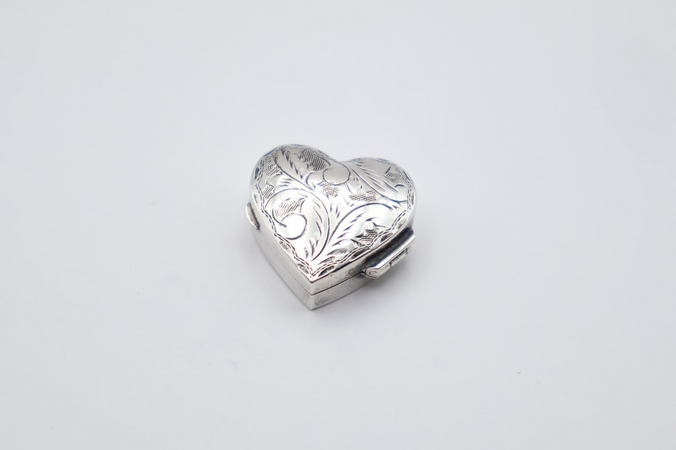 Thumbnail: Vintage Sterling Silver Heart Pill Pot Hallmarked Import London