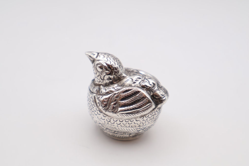 Thumbnail: Vintage Silver Novelty Chicken Trinket Box