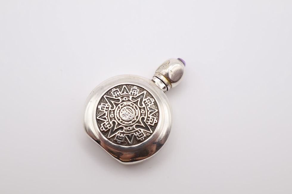 Thumbnail: Vintage Silver Mexico Scent Bottle with Purple Stone