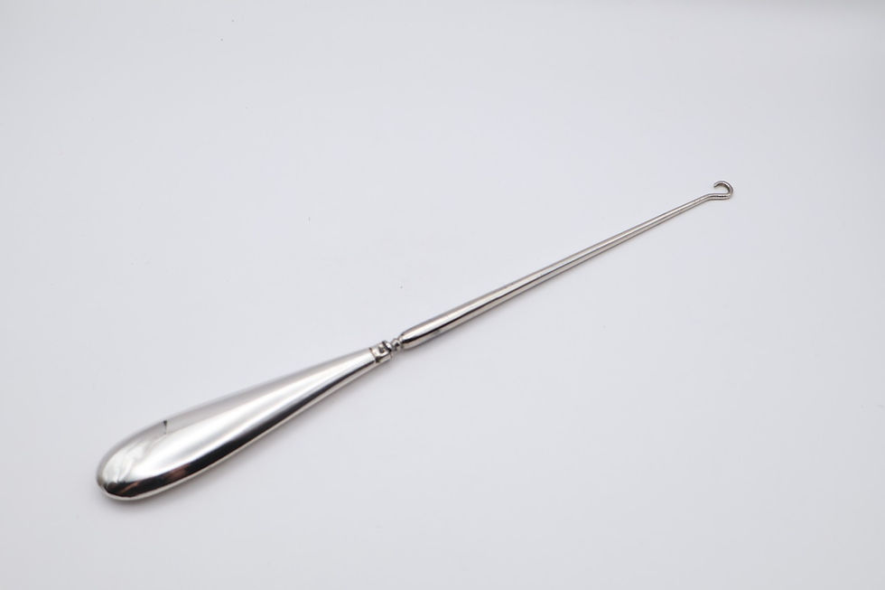 Thumbnail: Antique Boxed Silver Handled Shoe Horn & Button Hooks Stamped 800