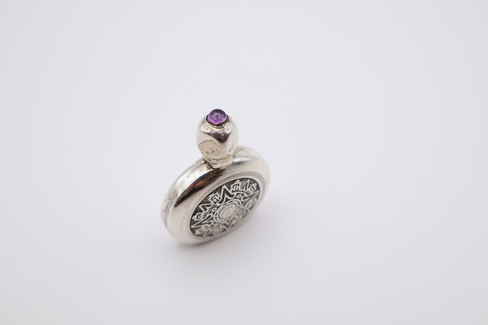Thumbnail: Vintage Silver Mexico Scent Bottle with Purple Stone