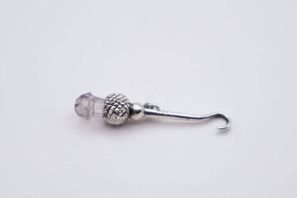 Thumbnail: Delightful Antique Silver Miniature Chatelain Button Hook Birmingham 1902