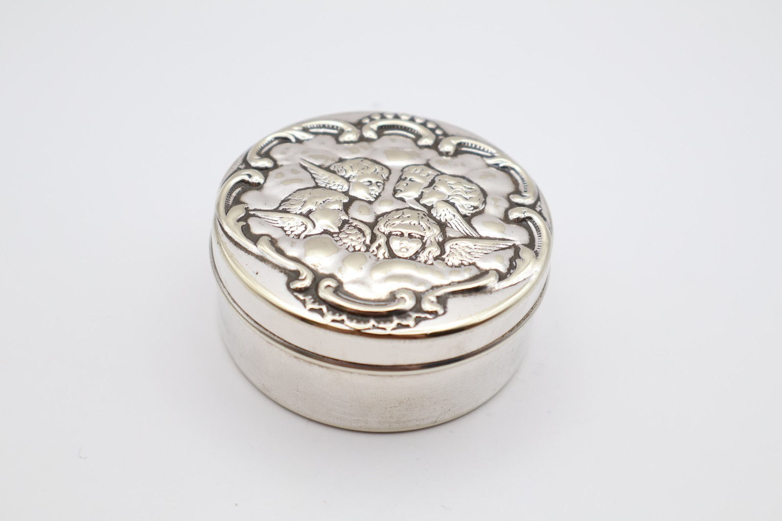 Antique Silver Plated Cherub Trinket Box EPNS