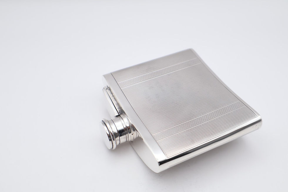 Thumbnail: Quality Antique Solid Silver Hip Flask Hallmarked Sheffield 1939 Walker & Hall