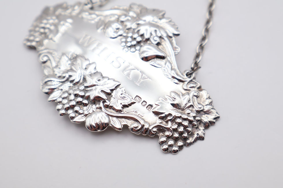 Thumbnail: Vintage Sterling Silver Whisky Decanter Label Hallmarked London 1971