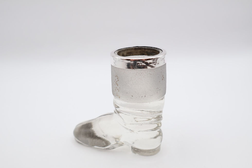 Thumbnail: Antique Novelty Silver Mounted Boot Glass Match Striker Hallmarked London 1900