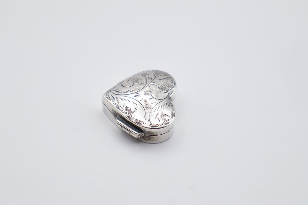 Thumbnail: Vintage Sterling Silver Heart Pill Pot Hallmarked Import London