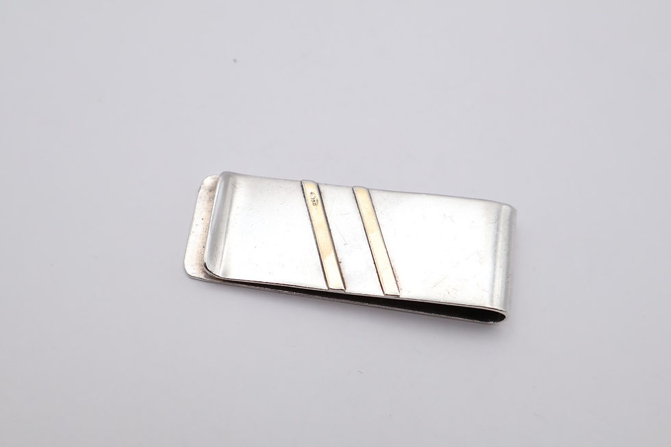 Thumbnail: Quality Vintage Silver with Gold Inlay Money Clip Stamped 925