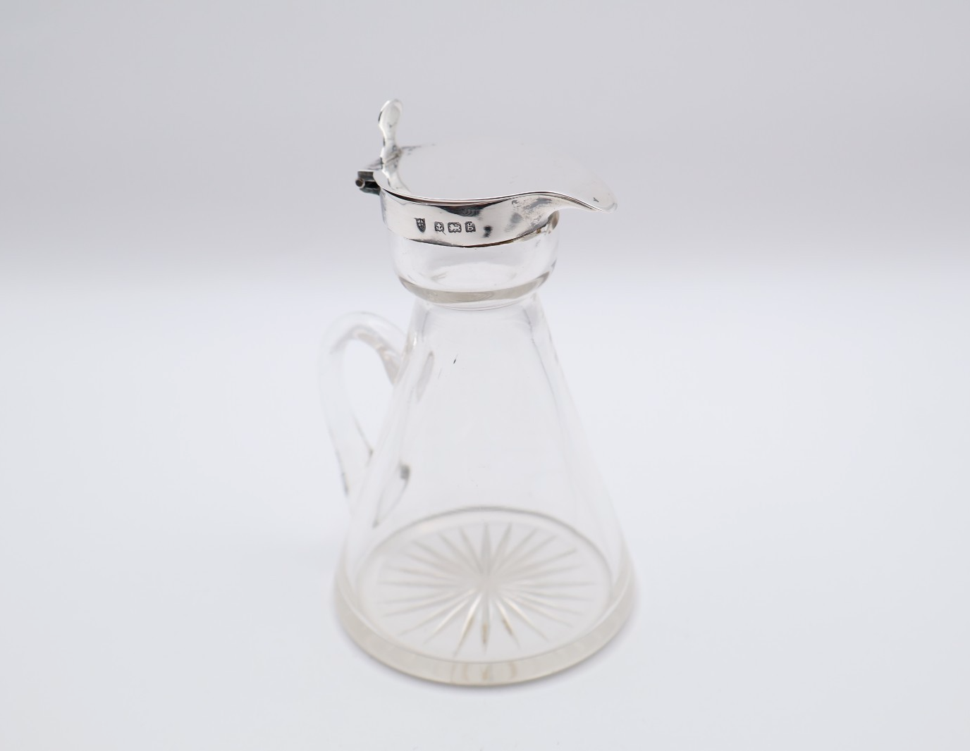 Antique Sterling Silver Topped Glass Whiskey Noggin Hallmarked Birmingham 1906