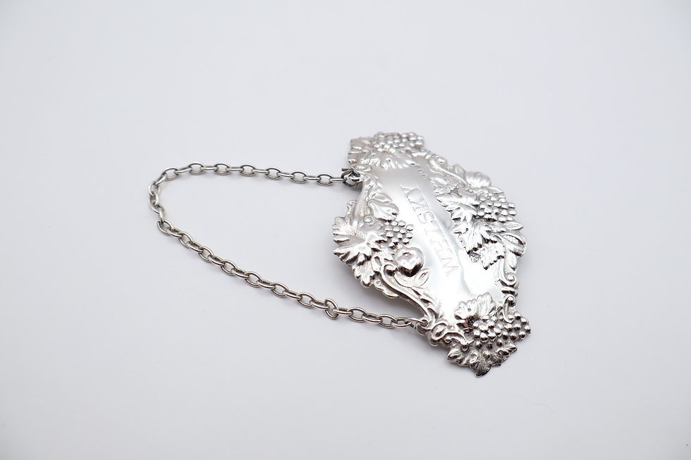 Thumbnail: Vintage Sterling Silver Whisky Decanter Label Hallmarked London 1971