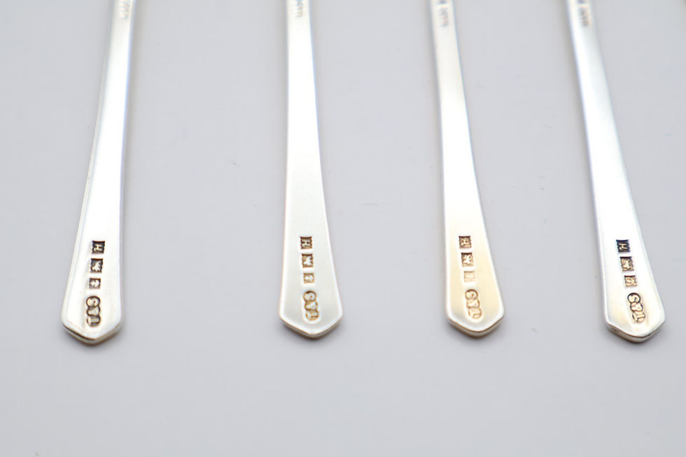 Thumbnail: Lovely Vintage Boxed Sterling Silver Guilloche Enamel Spoons Birmingham 1957