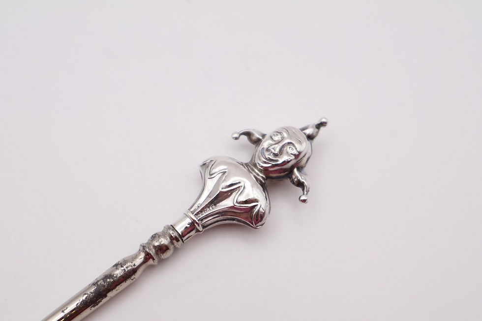 Thumbnail: Antique Novelty Silver Handled Jester Button Hook Hallmarked Birmingham 1910