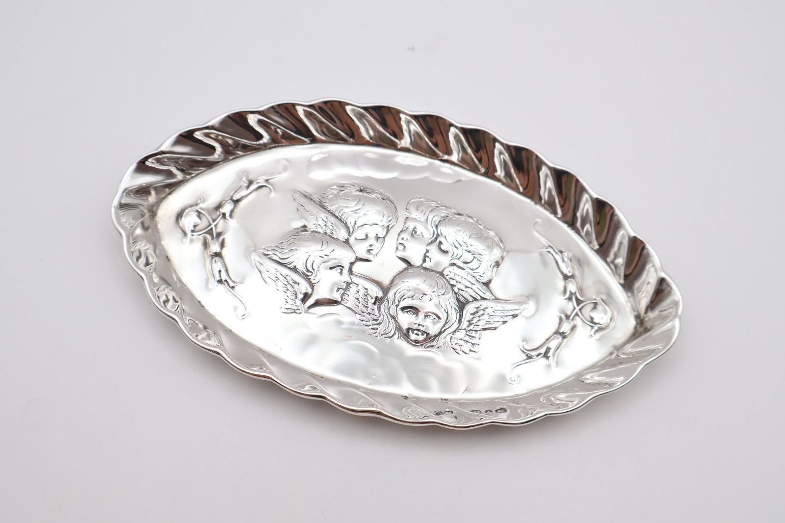 Antique Victorian Sterling Silver Cherub Trinket Dish Hallmarked Birmingham 1897