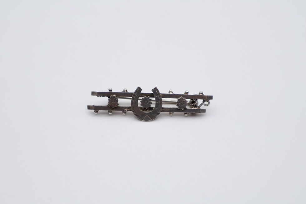 Thumbnail: Antique Silver Horseshoe Bar Brooch